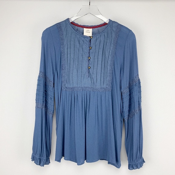 Knox Rose Tops - KNOX ROSE Blue Knit Military Style Long Sl…